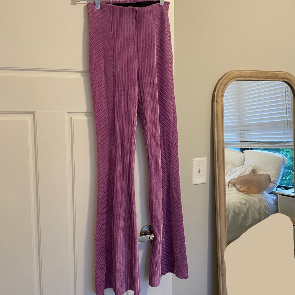 Slim Pull-On Velvet Flare Pants LILAC / PINk / PURPLE